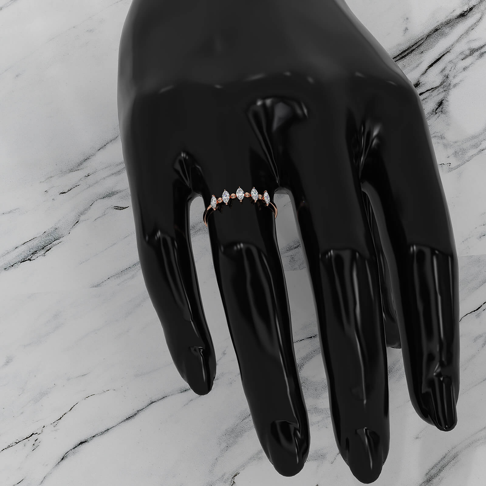 Prong Set Marquise Shape Lab Diamond Designer Ring 0.26ctw.